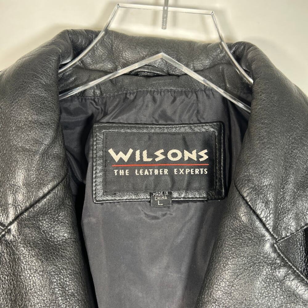 Wilson Leather Button Down Blazer Jacket Black L … - image 5